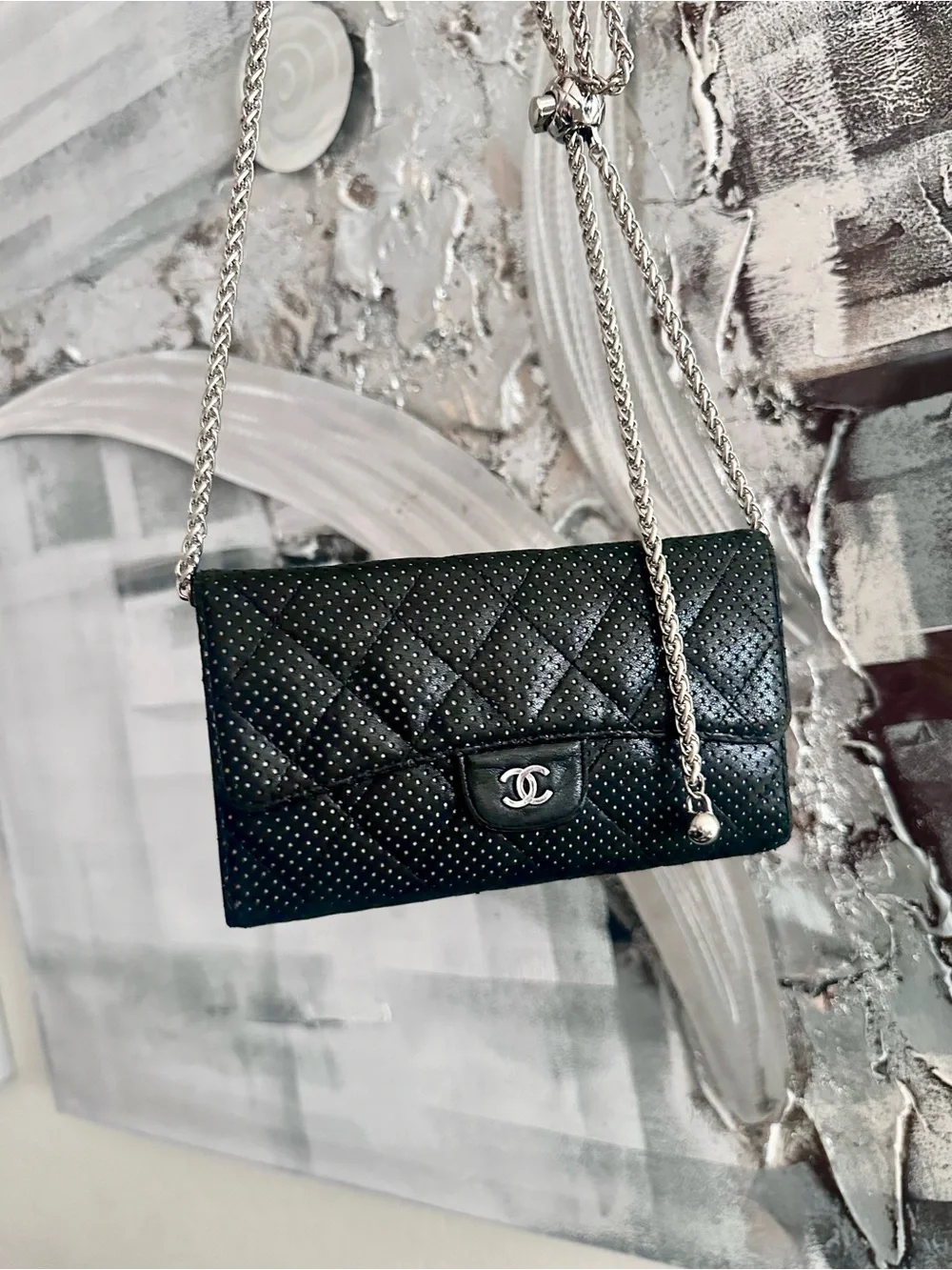 CHANEL Perforated Gusset Flap Wallet